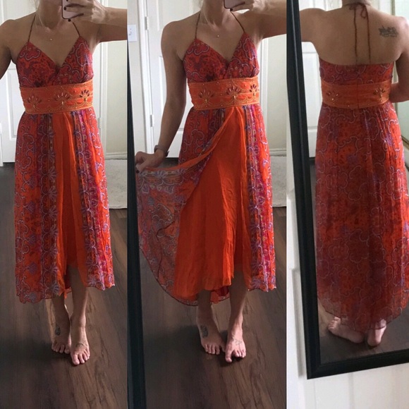 Laundry By Shelli Segal Dresses & Skirts - 100% silk beaded halter dress